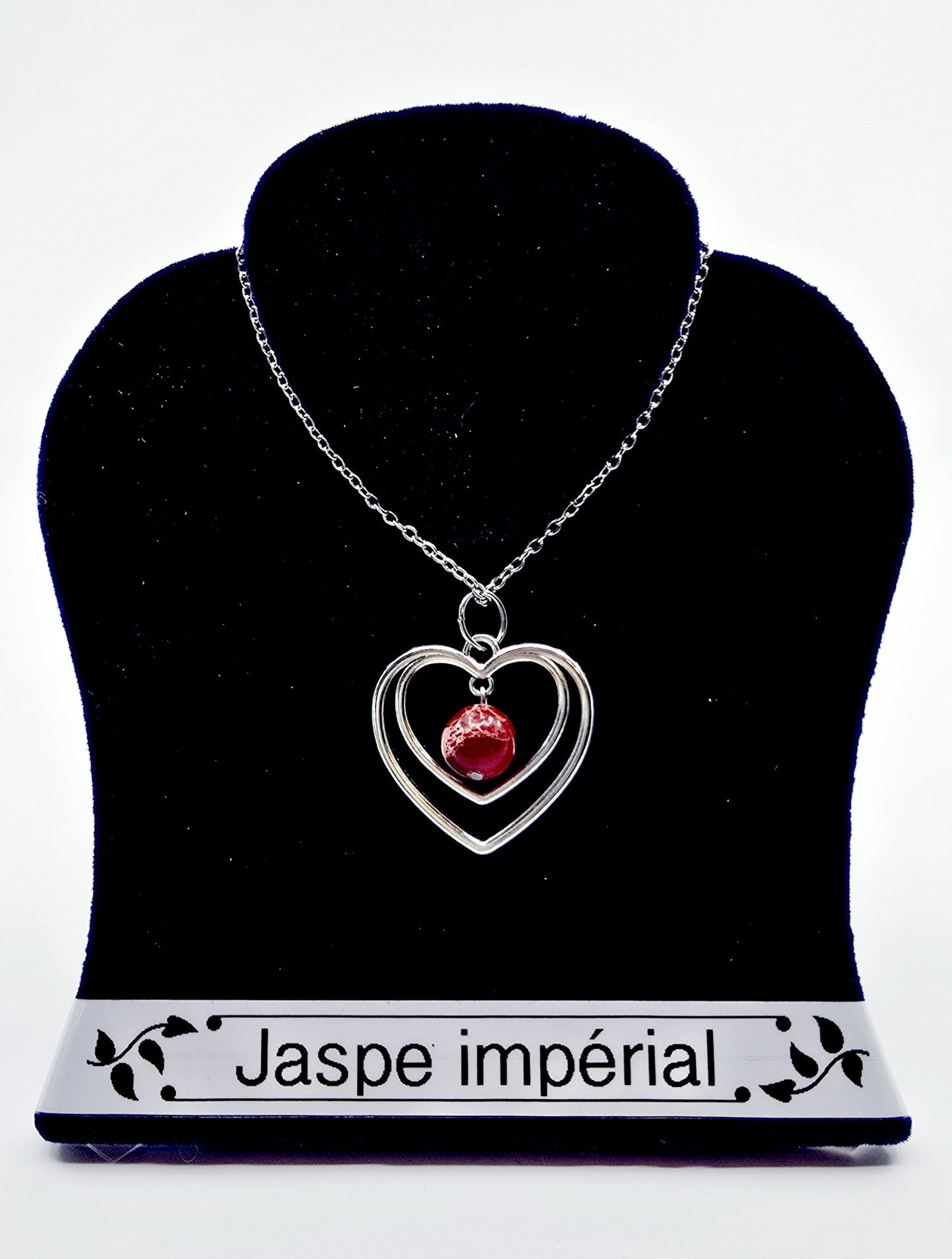 Collier duo de coeurs - Jaspe impérial