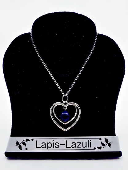 Collier duo de coeurs - Lapis-lazuli