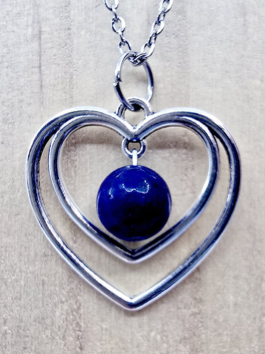 Collier duo de coeurs - Lapis-lazuli