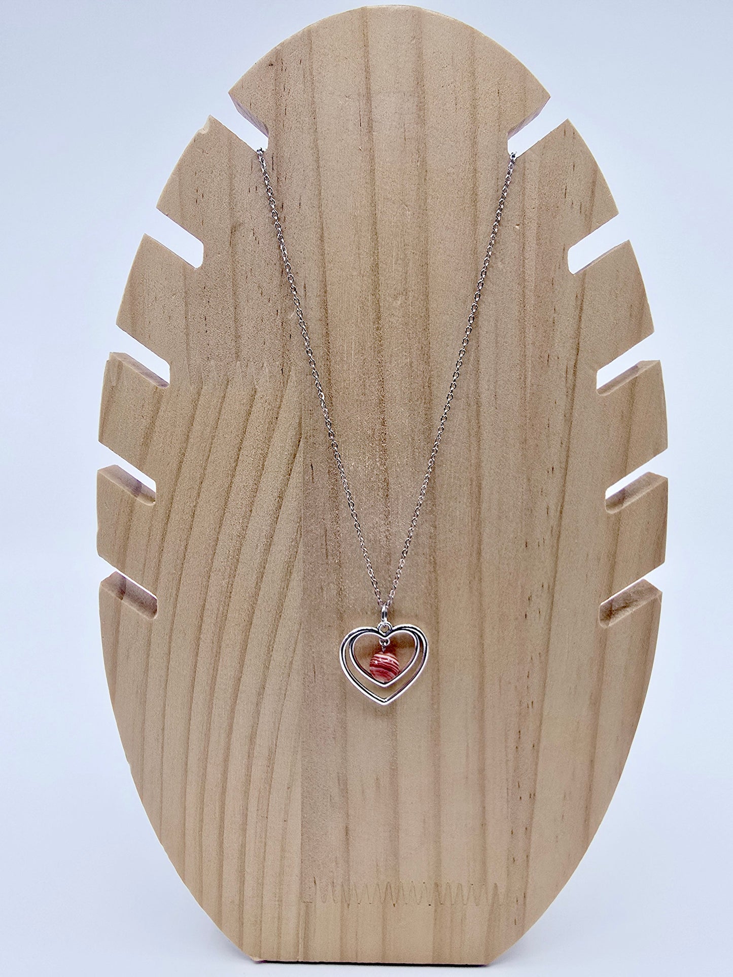 Collier duo de coeurs - Cornaline