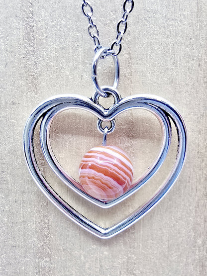 Collier duo de coeurs - Cornaline