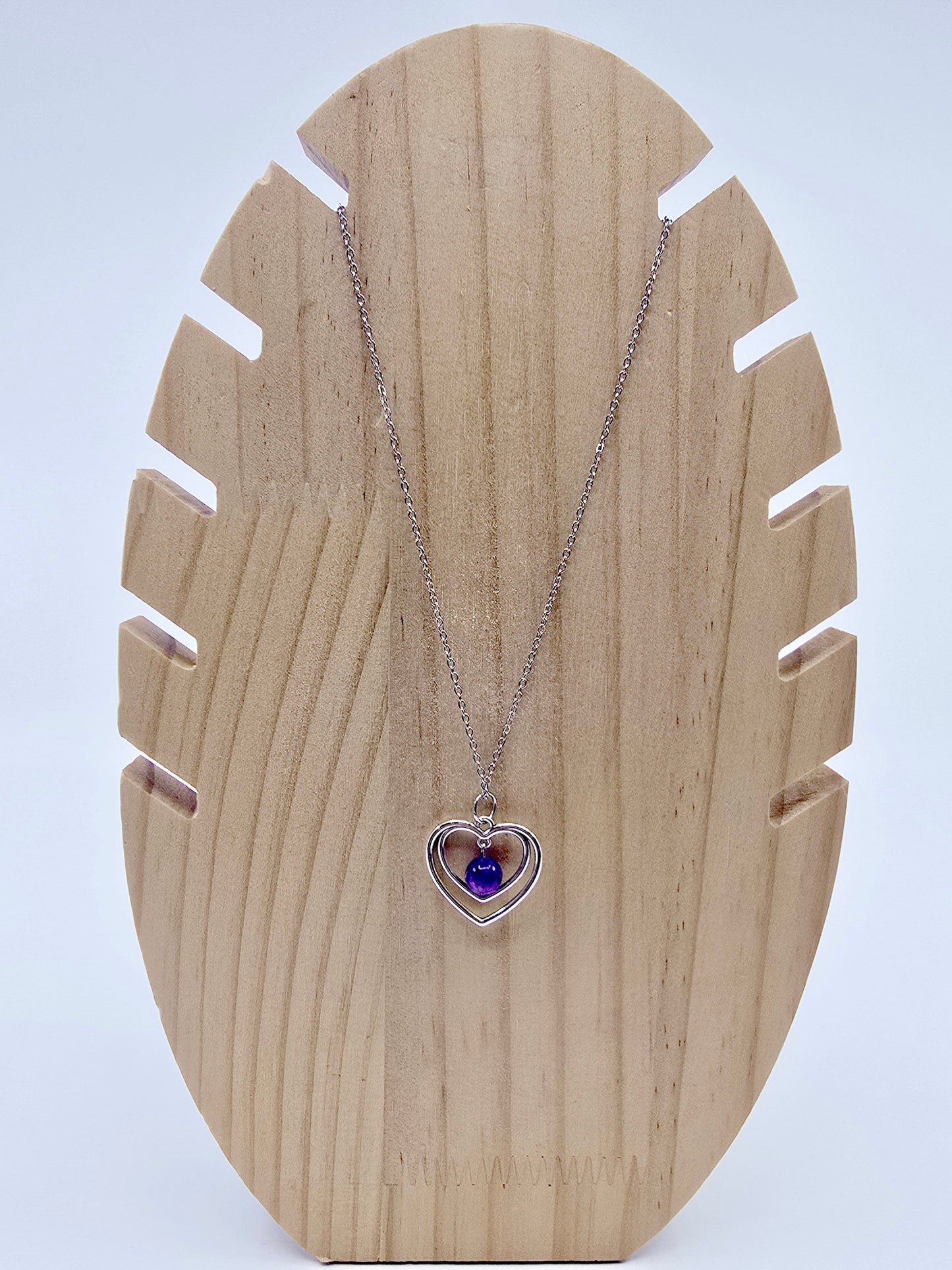 Collier duo de coeurs - Améthyste