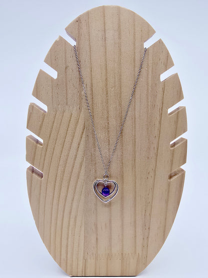 Collier duo de coeurs - Améthyste