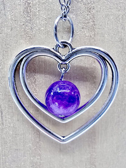 Collier duo de coeurs - Améthyste