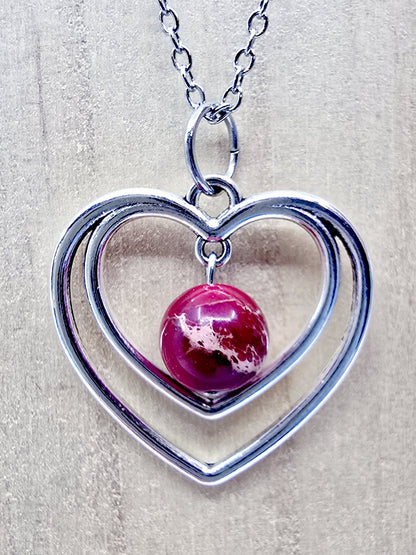 Collier duo de coeurs - Jaspe impérial