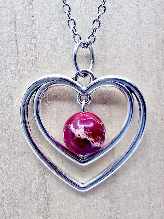 Collier duo de coeurs - Jaspe impérial