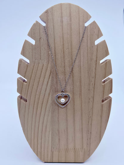 Collier duo de coeurs - Perle d'eau douce