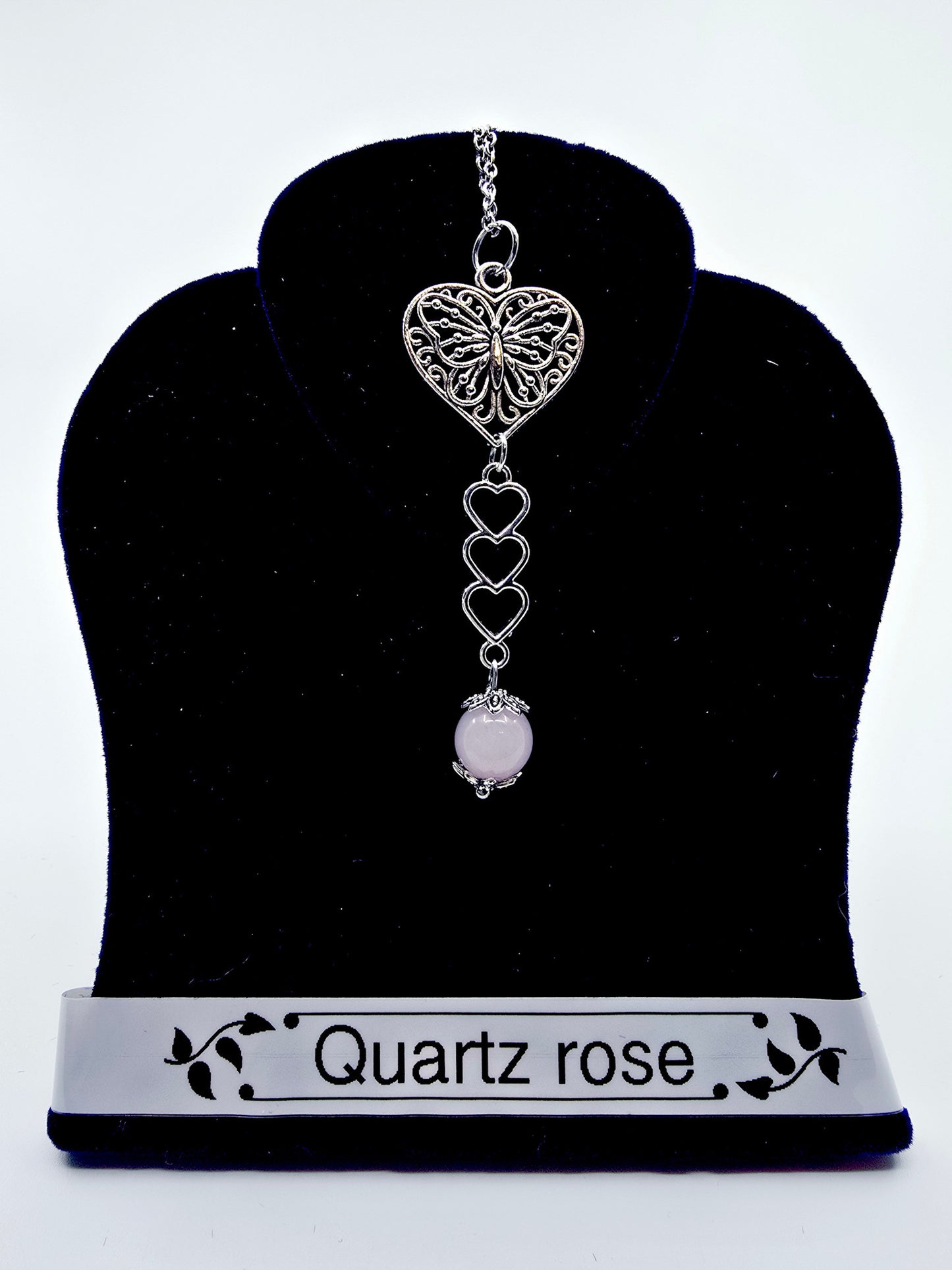 Collier butterfly - Quartz rose