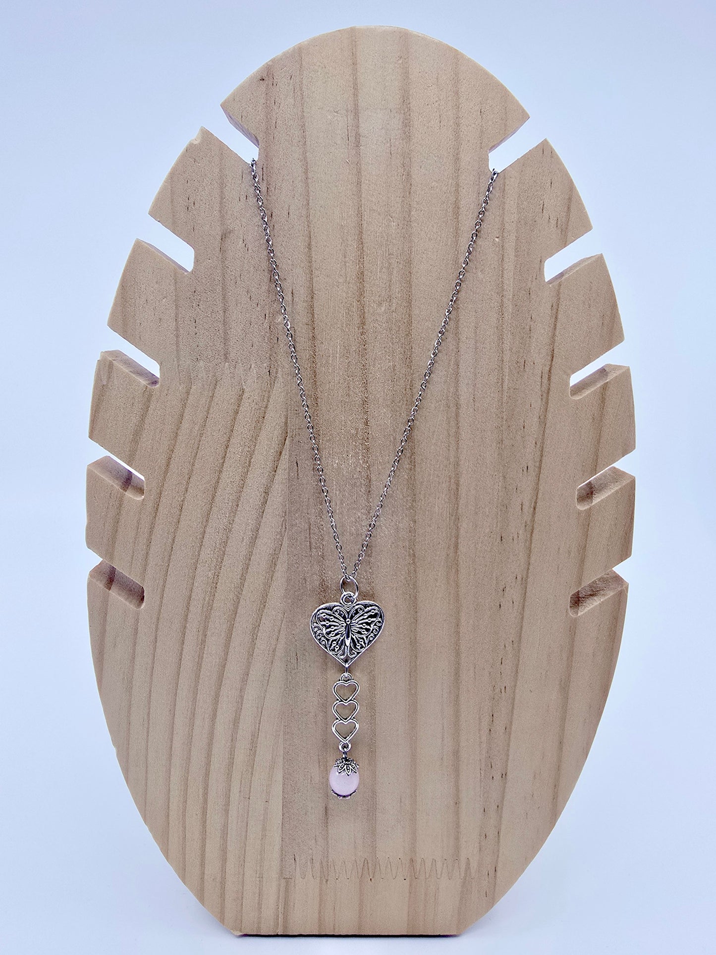 Collier butterfly - Quartz rose