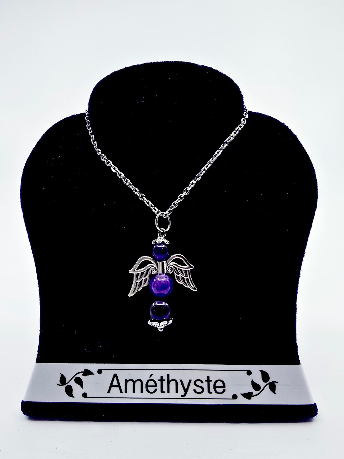 Collier ange porte-bonheur - Améthyste