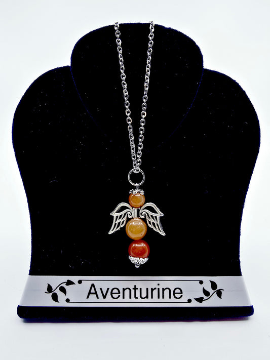 Collier ange porte-bonheur - Aventurine orange