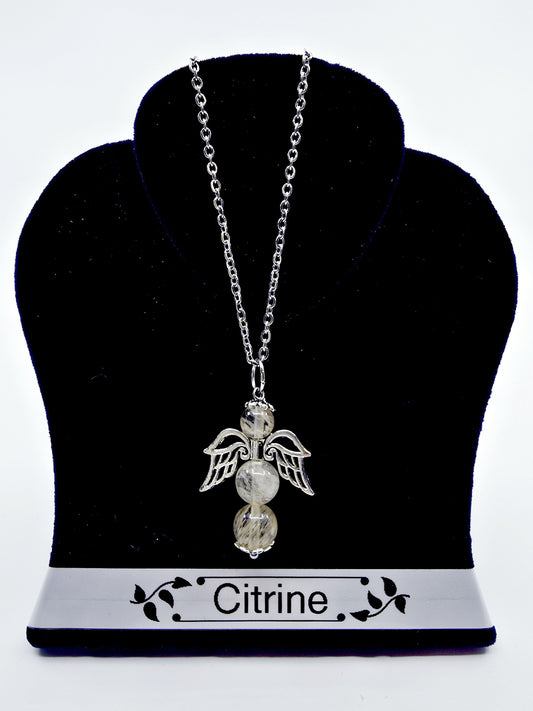 Collier ange porte-bonheur - Citrine