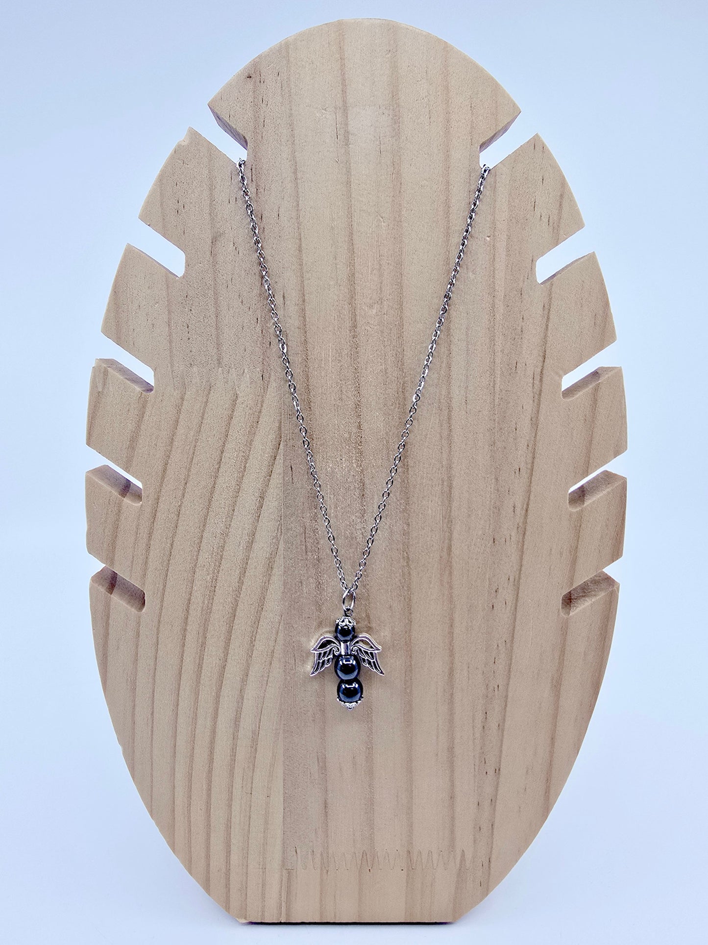 Collier ange porte-bonheur - Hématite