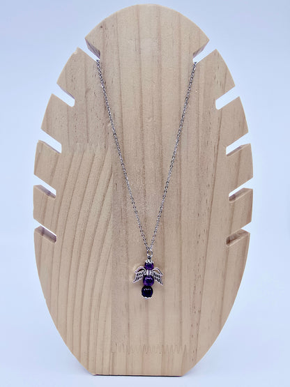 Collier ange porte-bonheur - Grenat