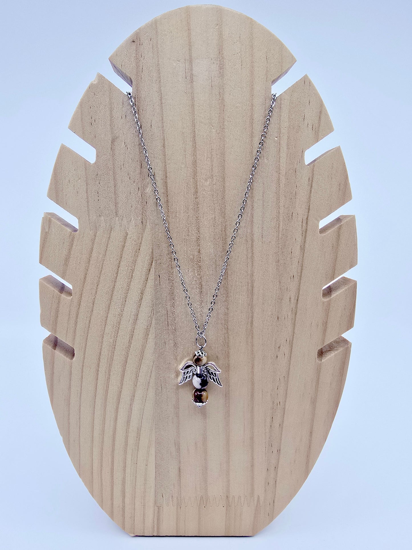 Collier ange porte-bonheur - Jaspe zèbre brun