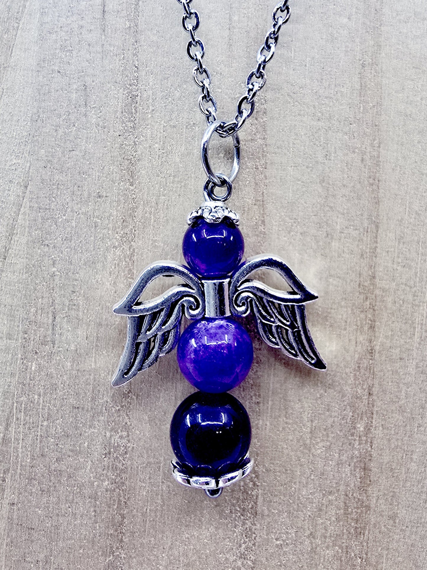 Collier ange porte-bonheur - Améthyste