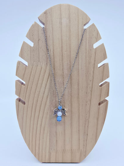 Collier ange porte-bonheur - Aigue-marine