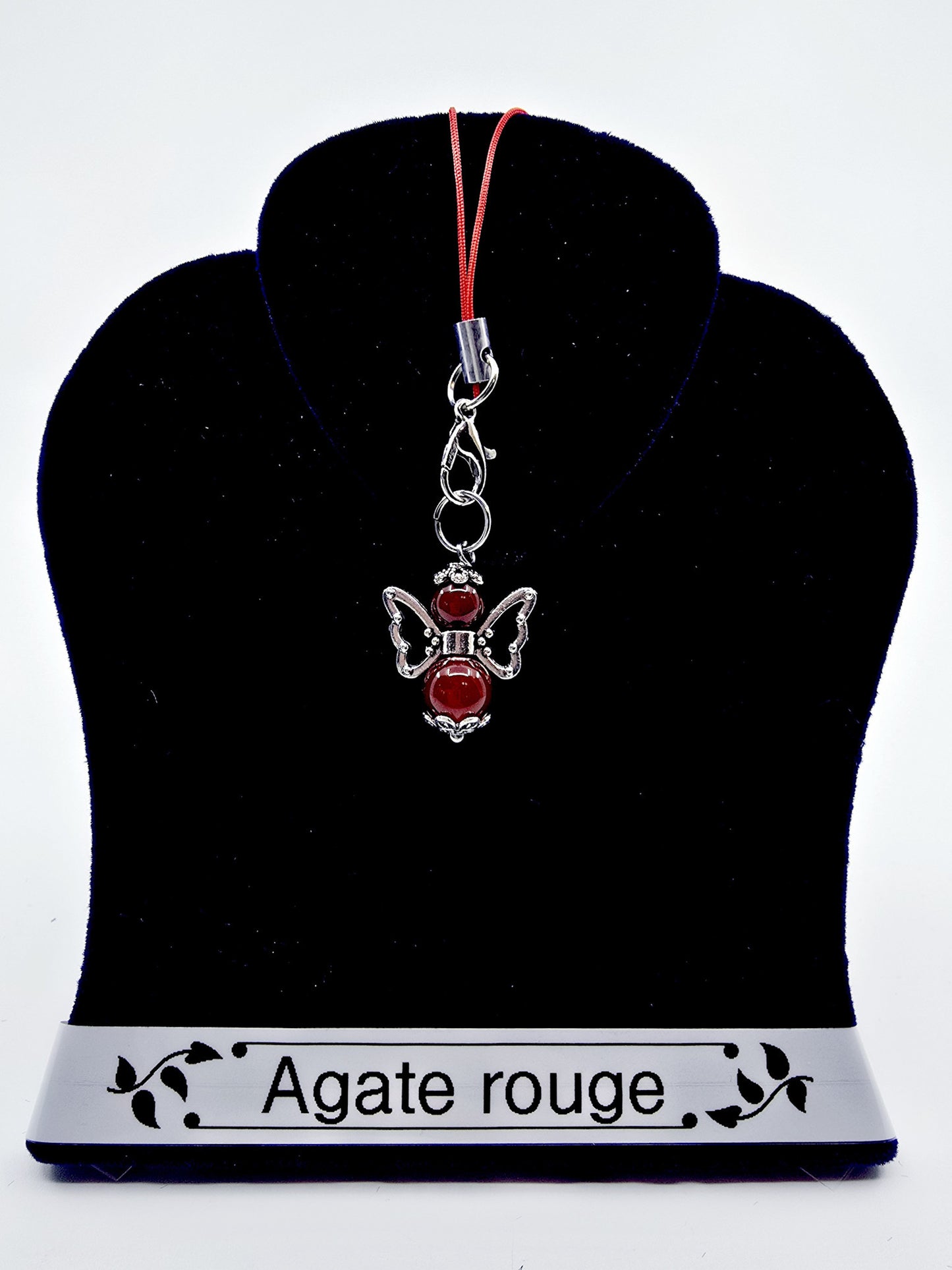 Ange porte-bonheur papillon - Agate rouge