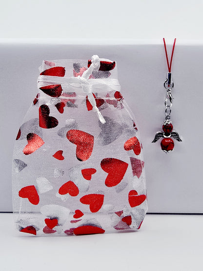 Ange porte-bonheur - Howlite rouge