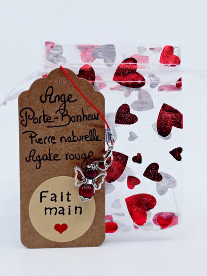 Ange porte-bonheur papillon - Agate rouge