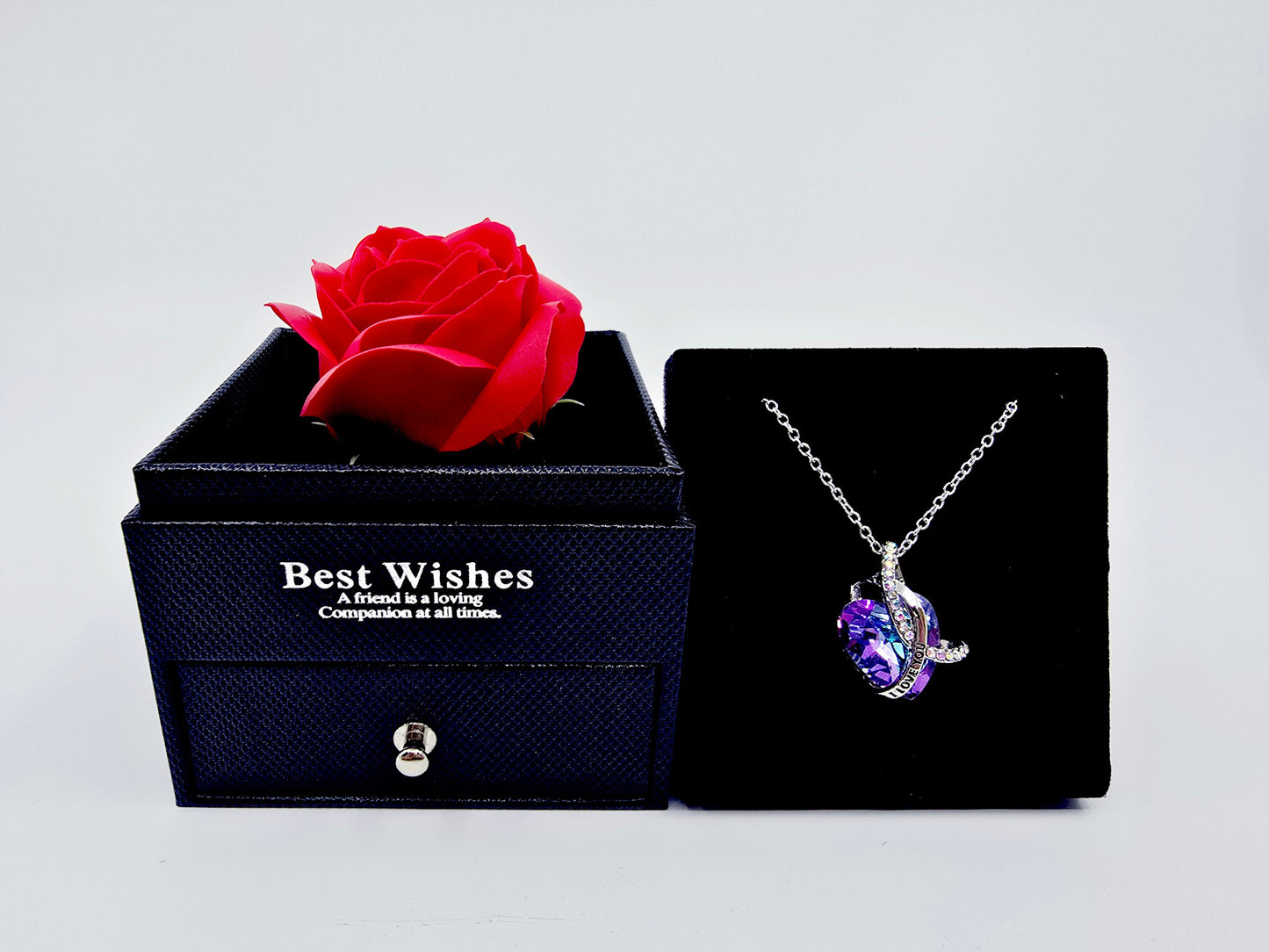 Coffret rose et collier - I Love You