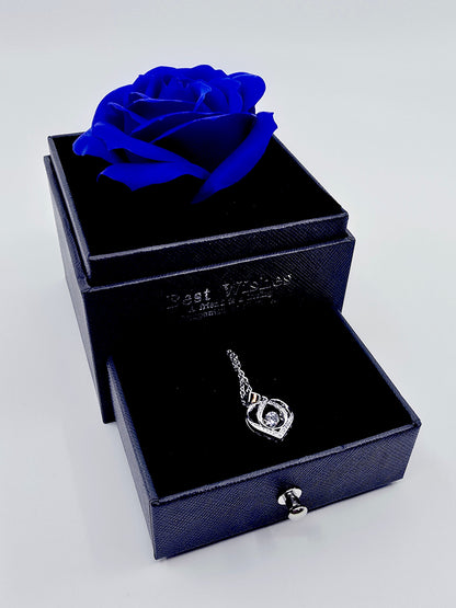 Coffret rose et collier - Saphir