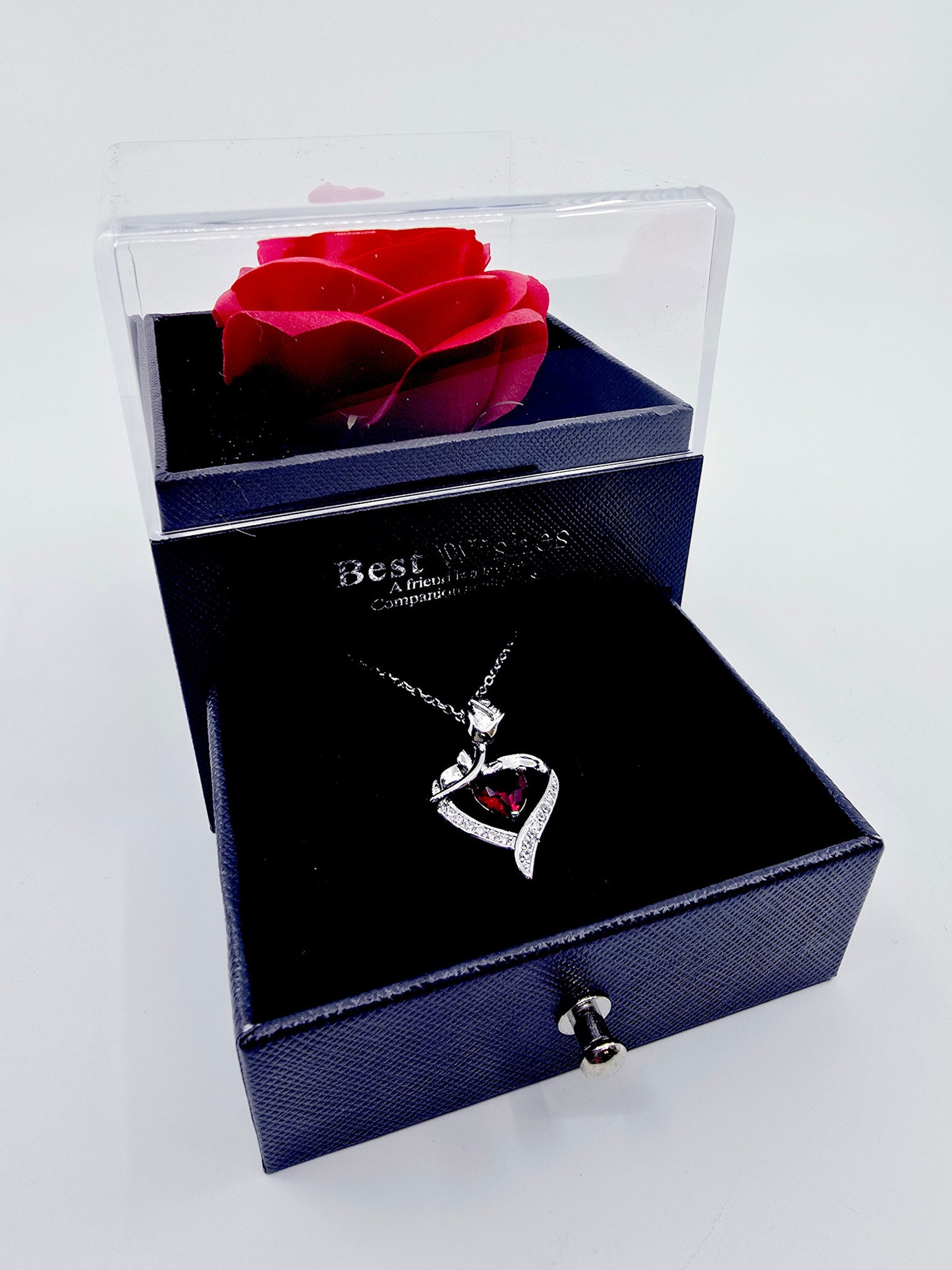 Coffret rose et collier - Romantique