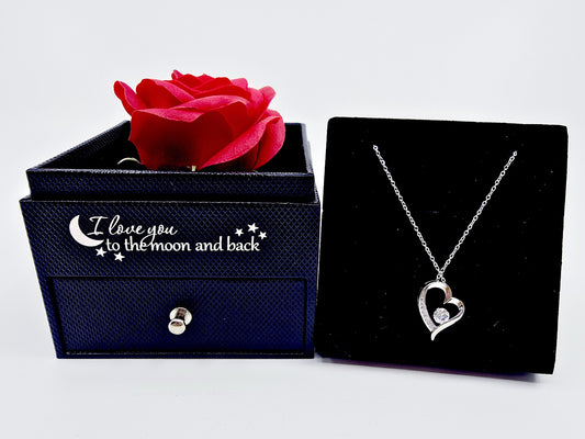 Coffret rose et collier - I Love You to the moon and back