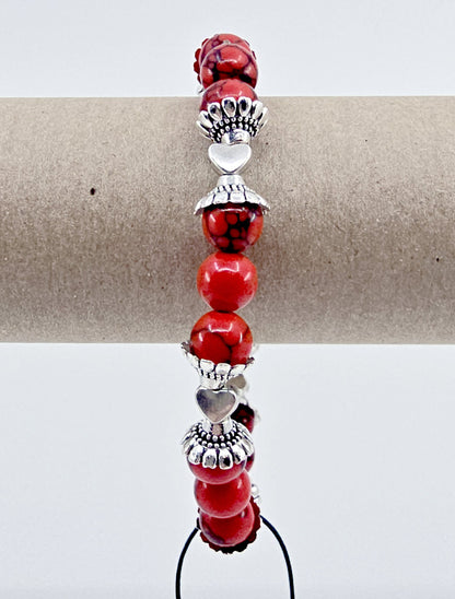 Bracelet Valentina - Howlite rouge