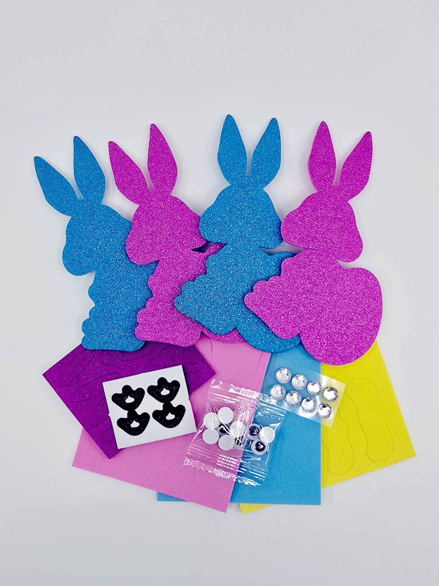 Kit de création de figurines en mousse – lapins pailletés
