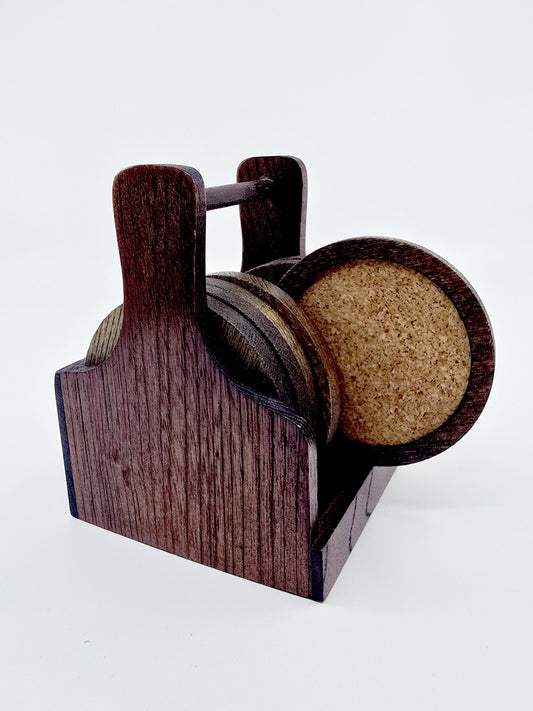 Présentoir avec 8 sous-verres en bois