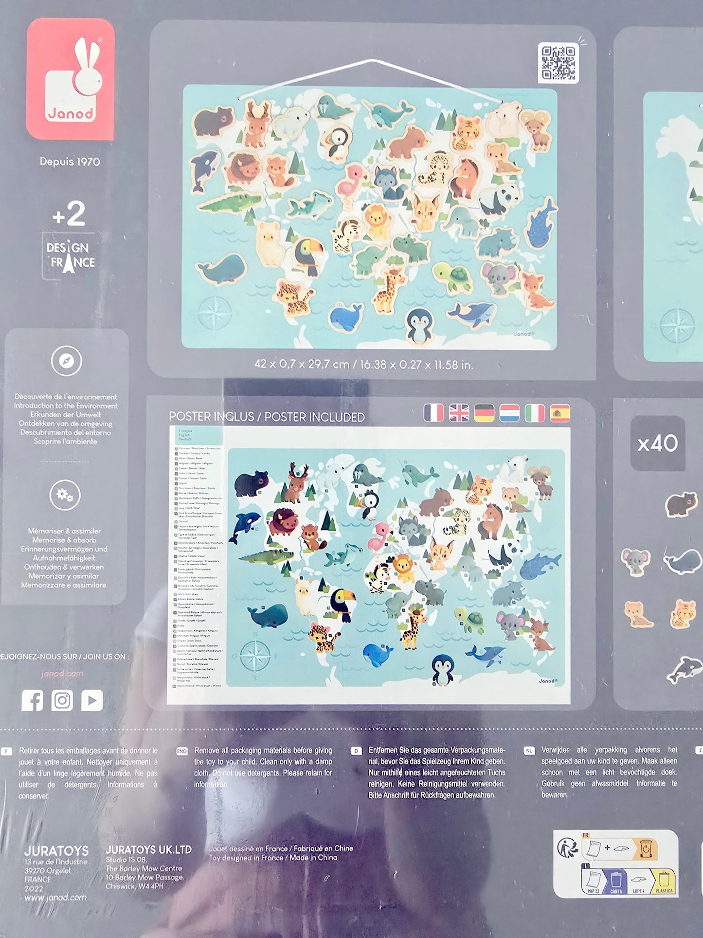 Puzzle magnétique Janod – Les animaux du monde