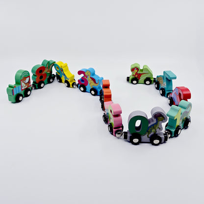 Train en bois éducatif, chiffres de 0 à 9