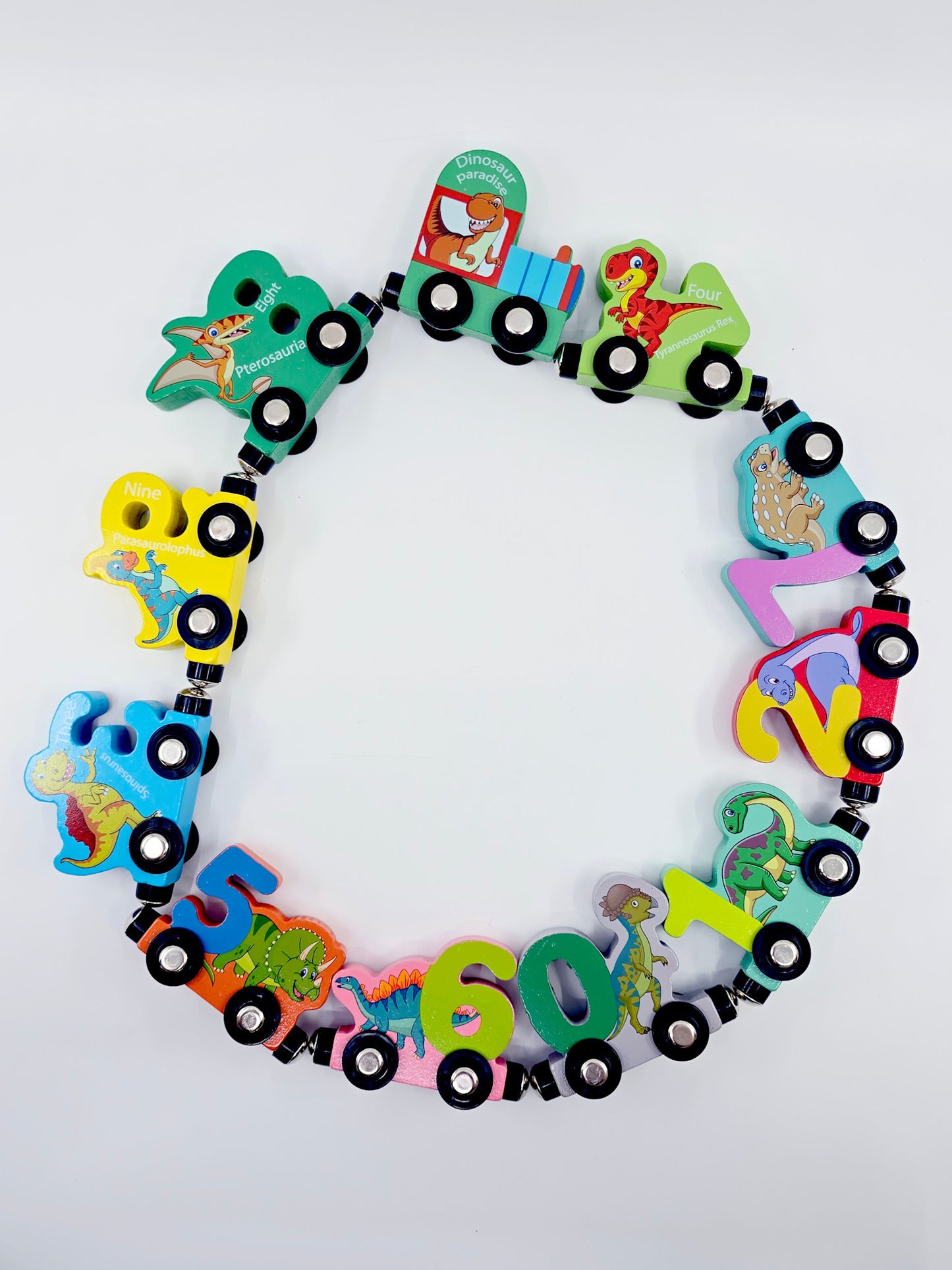 Train en bois éducatif, chiffres de 0 à 9