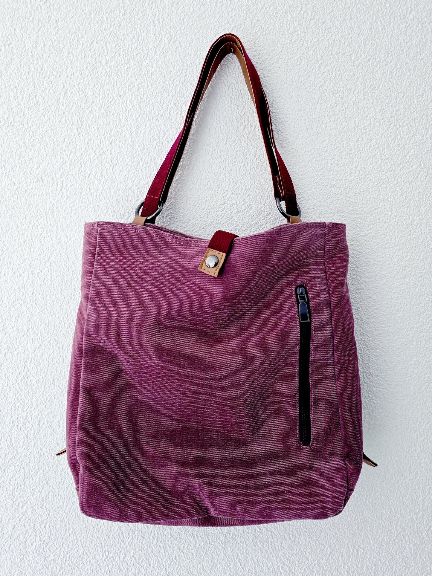Sac besace en toile bordeaux