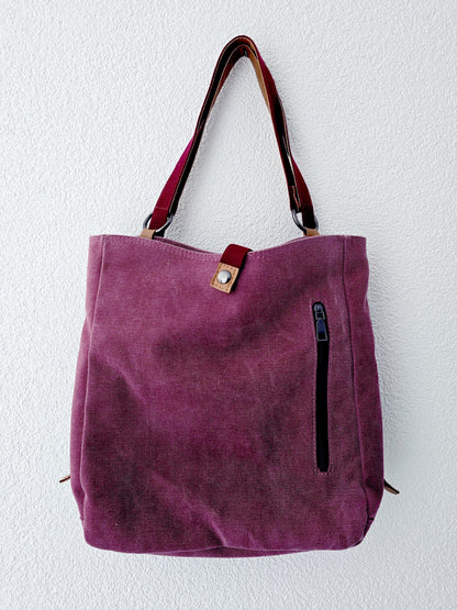 Sac besace en toile bordeaux
