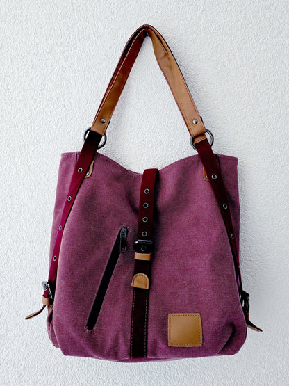 Sac besace en toile bordeaux