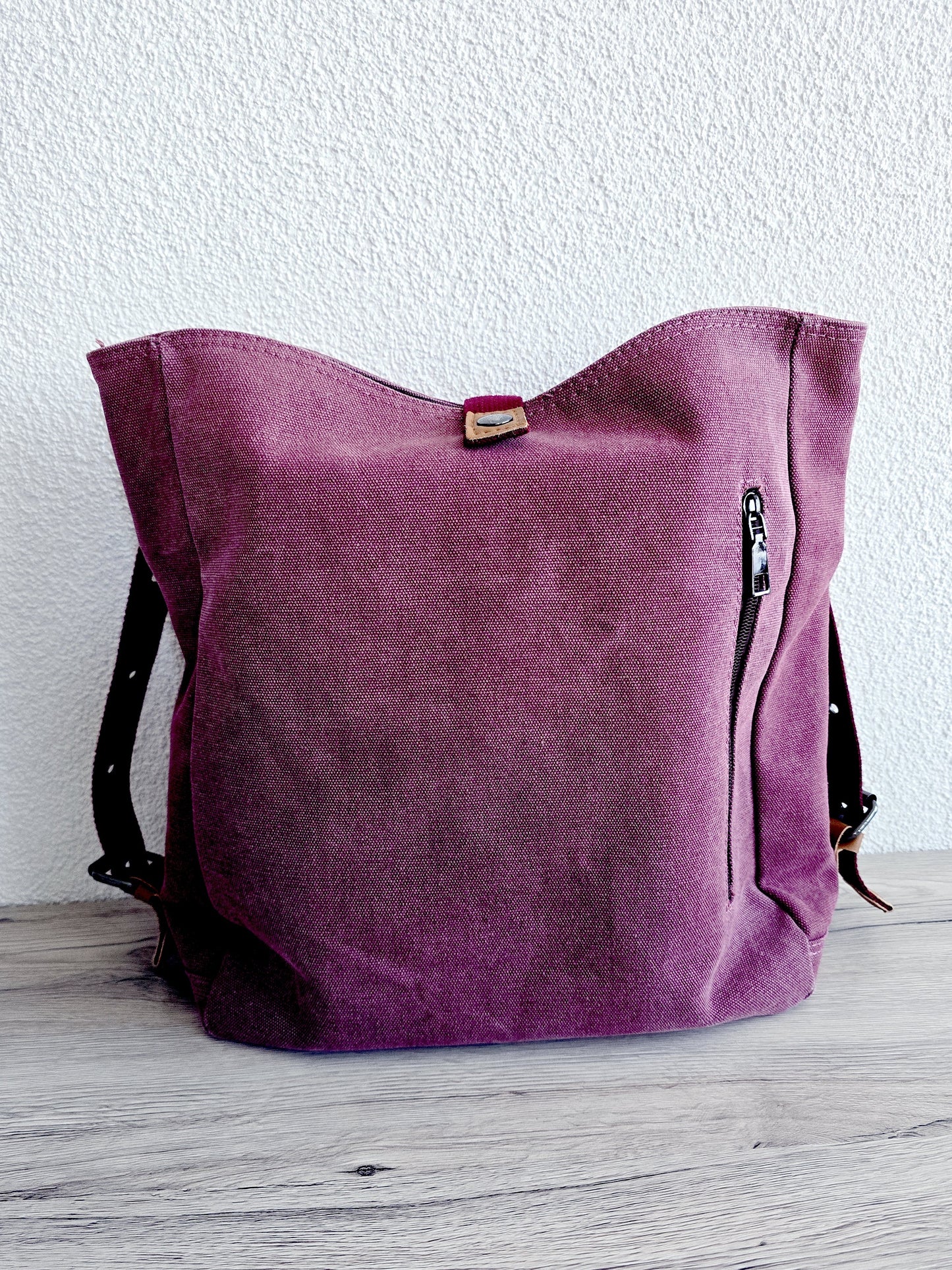 Sac besace en toile bordeaux