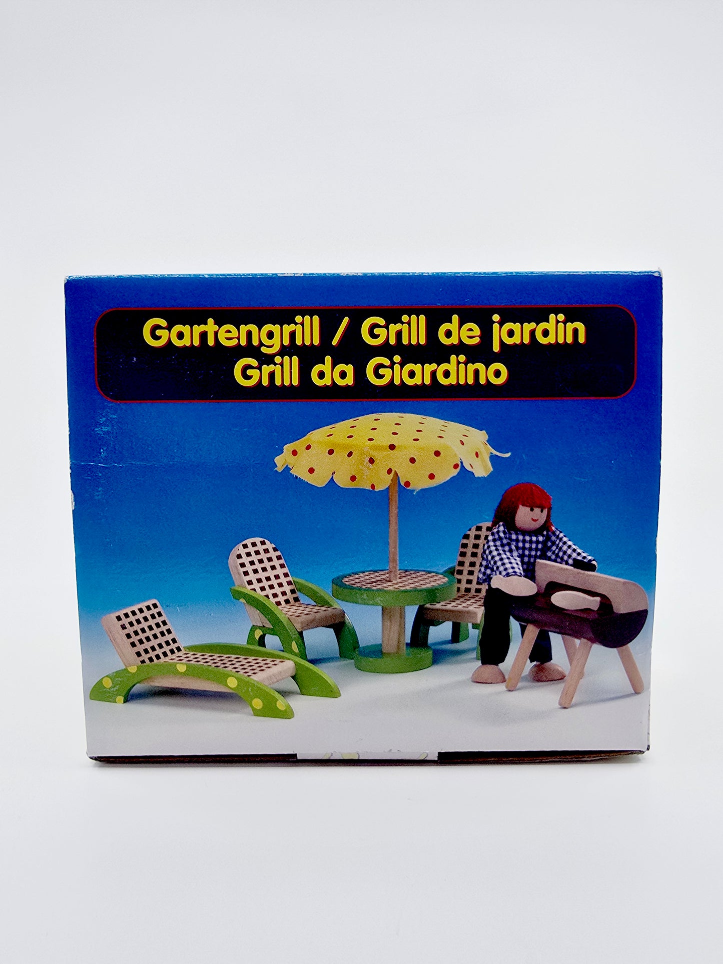 Mobilier de jardin en bois avec barbecue pour poupées