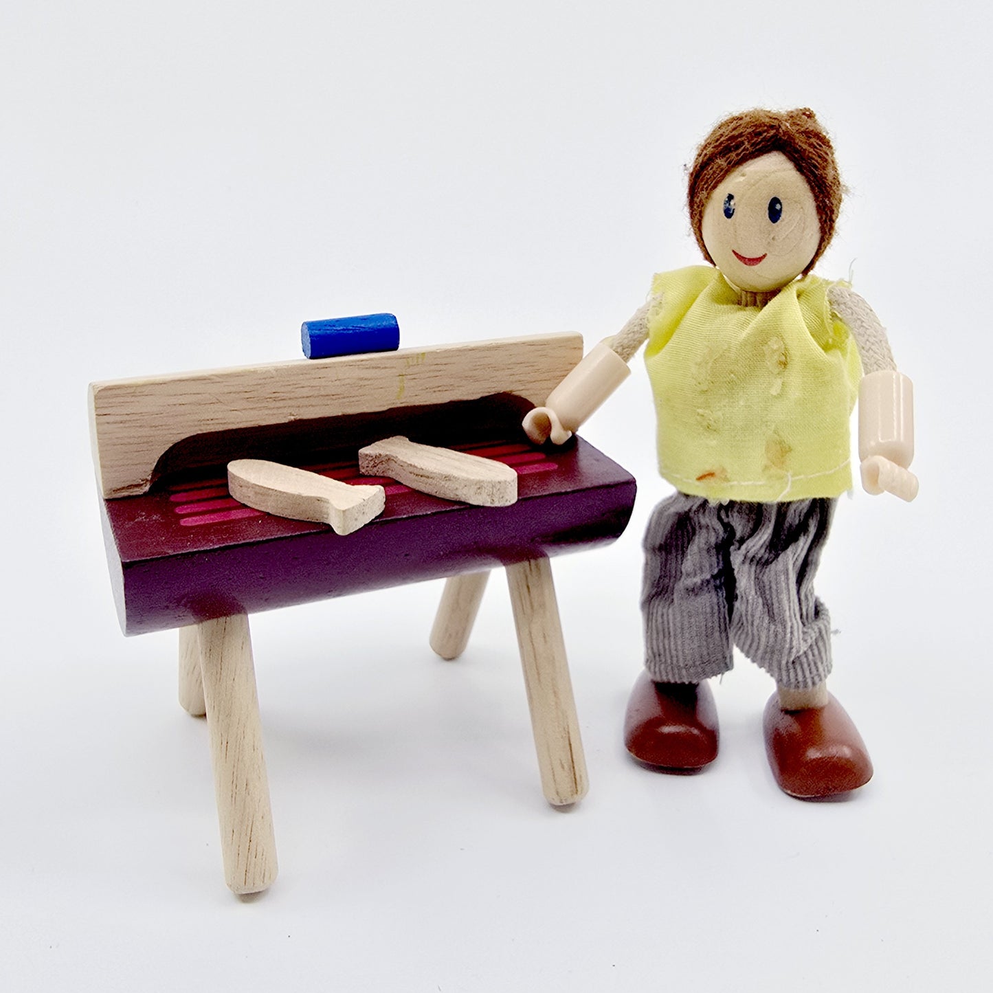 Mobilier de jardin en bois avec barbecue pour poupées