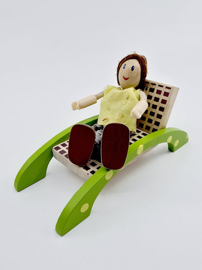 Mobilier de jardin en bois avec barbecue pour poupées