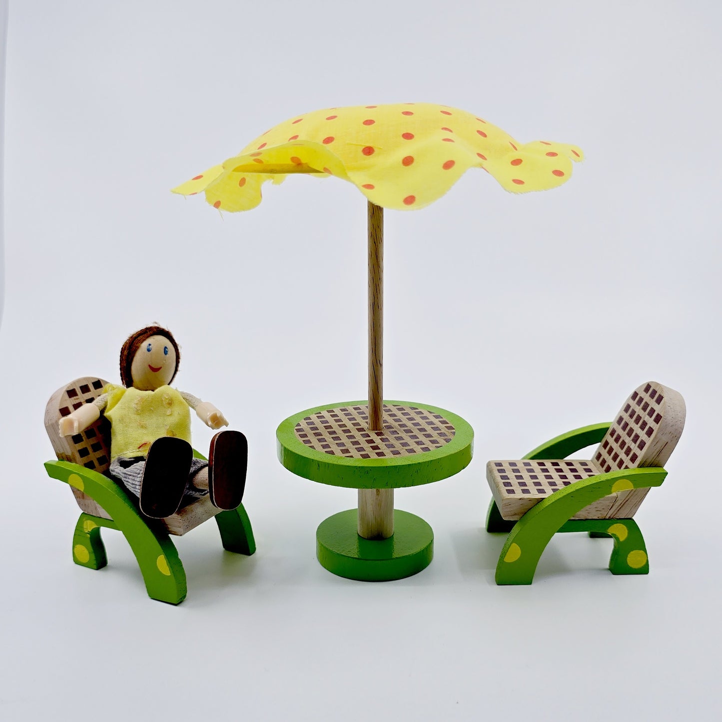 Mobilier de jardin en bois avec barbecue pour poupées