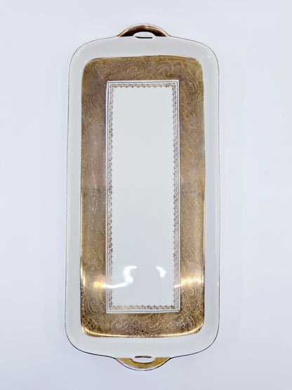 Plat à cake ancien en porcelaine