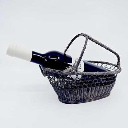 Porte-bouteille panier en métal tressé