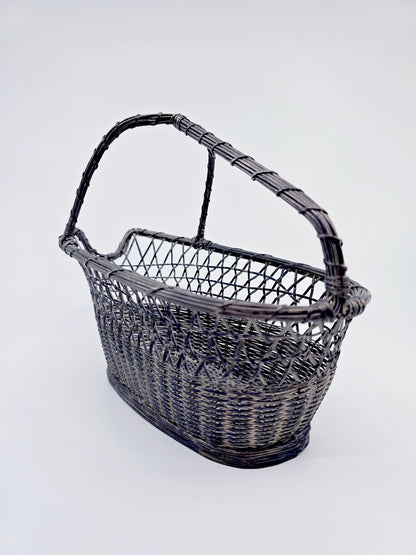 Porte-bouteille panier en métal tressé