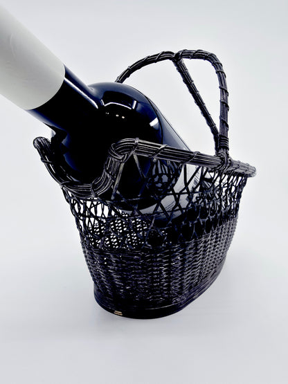 Porte-bouteille panier en métal tressé