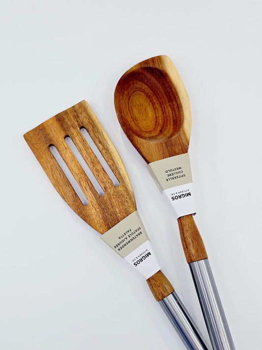 Spatule et cuillère en bois d’acacia (modèle 2)