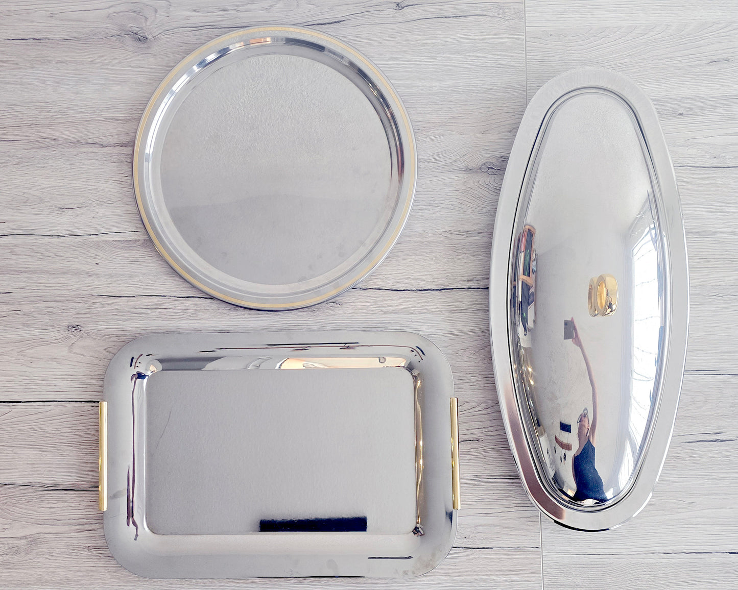 Trio de plats de service en inox