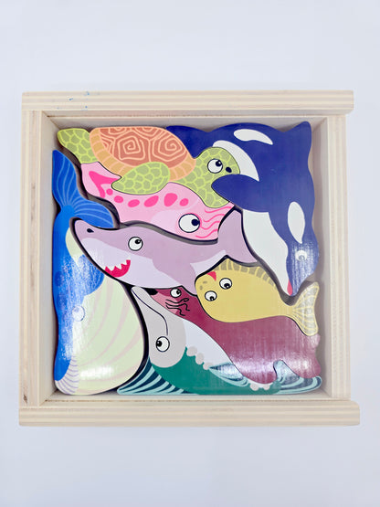 Puzzle/casse-tête en bois - Les animaux marins de JURA France