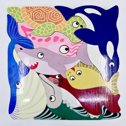 Puzzle/casse-tête en bois - Les animaux marins de JURA France